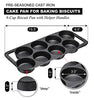 Bruntmor Premium Cast Iron 7-Cup Biscuit Pan,Round Kitchen Non stick Baking Tool for Scones, Cornbread, Muffins, cup cakes and Brownies, Perfect for Christmas eve,Black