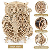 3D Wooden Puzzles ROKR Owl Clock - Mechanical Model Building Kit for Adults 161PCS Clock Puzzles Creative Gift Home Decor for Family