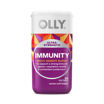 OLLY Ultra Strength Immunity Softgels, Immune and Respiratory Support, Zinc, Vitamin C + D, Supplement, 30 Day Supply - 60 Count