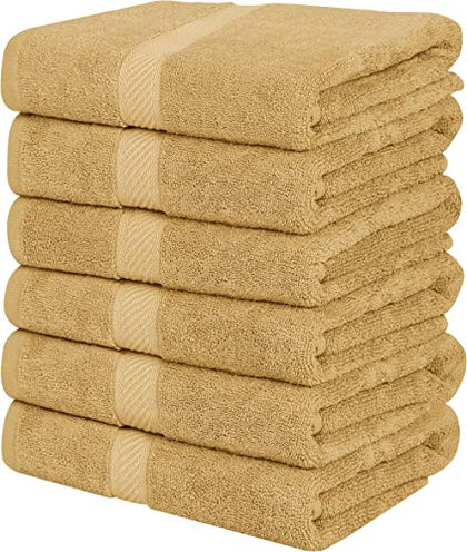 Utopia Towels 6 Pack Medium Bath Towel Set, 100% Ring Spun Cotton (24 x 48 Inches) Medium Lightweight and Highly Absorbent Quick Drying Towels, Premium Towels for Hotel, Spa and Bathroom (Beige)