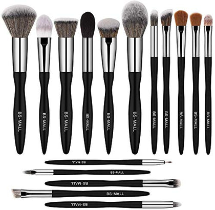 BS-MALL Makeup Brush Set 16 pcs Makeup Brushes Premium Synthetic Bristles Powder Foundation Blush Contour Concealers Lip Eyeshadow Brushes Kit