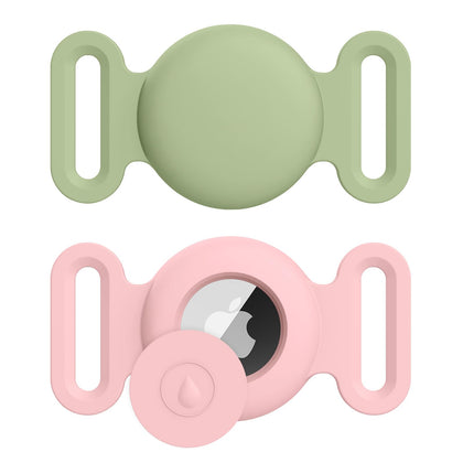 Airtag Dog Collar Holder for Apple Airtag Dog Tracker, 2 Pack GPS Tracking Accessories Anti-Lost Silicone Air Tag Holder Case for Pet Cat Dog Collars (Large, Pink+Matcha)