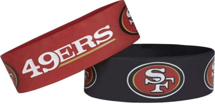 Aminco NFL San Francisco 49ers Silicone Wide Bracelet, 2-Pack, Team Color,One Size