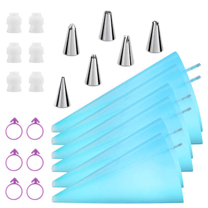 Kasmoire Reusable Piping Bags and Tips Set, Cake Decorating Tools with Icing Pastry Bags, Icing Bags Tips, Couplers and Frosting Bags Ties for Cookie Cupcakes