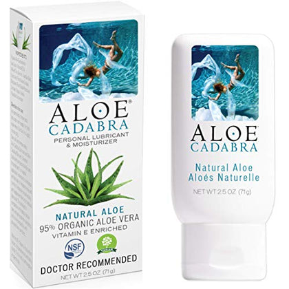 Aloe Cadabra Natural Water Based Personal Lube, Organic Lubricant for Her, Him & Couples, Unscented, 2.5 oz Organic Natural Aloe (Organic Natural Aloe, 2.5 Ounce (Pack of 1))