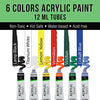U.S. Art Supply 13-Piece Artist Painting Set with 6 Vivid Acrylic Paint Colors, 12
