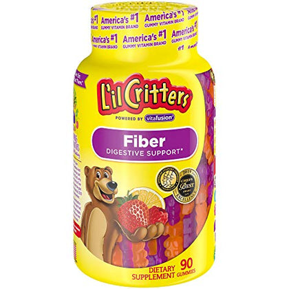Lil Critters Fiber Daily Gummy Supplement for Kids, for Digestive Support, Berry and Lemon Flavors, 90 Gummies