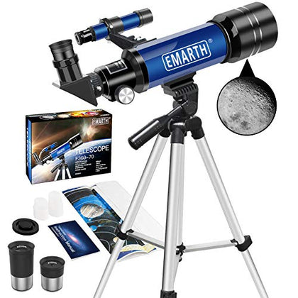 Telescope, 70MM Aperture Kids Telescope with 2 Eyepieces, 360MM Refractor Portable Telescope for Kids with Tripod & Finder Scope, STEM Toys Astronomy Gifts for Children Blue