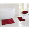 MIFXIN Bathroom Rug Set 3 Piece Anti-Slip Soft Bath Mats Rectangular Floor Mat Shower Rug, U-Shaped Area Rug, Toilet Lid Cover (Red)