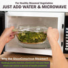 Microwave Glass Food Steamer, Microwave Vegetable Steamer, 100% Glass, Oven Safe Too | Plastic free, BPA free, silicone free