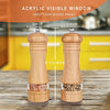 Haomacro Salt and Pepper Grinder Set, Wood Pepper Mills,Wooden Salt Grinders Refillable Manual Pepper Ginder with Acrylic Visible Window,Ceramic Grinding Core- 6.5 Inches-Pack of 2