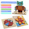Montessori Toys for 1 2 3 Year Old Boys Girls Wooden Toddler Puzzles Kids Infant Baby Educational Learning Toys for Toddlers 1-3 Gifts 6 Animal Shape Jigsaw Eco Friendly Travel STEM Building Toy Games