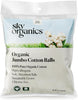 Sky Organics Organic Jumbo Cotton Balls for Sensitive Skin, 100% Pure GOTS Certified Organic for Beauty & Personal Care, 300 ct.