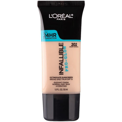L'Oreal Paris Makeup Infallible Up to 24HR Pro-Glow Foundation, Creamy Natural, 1 fl oz.