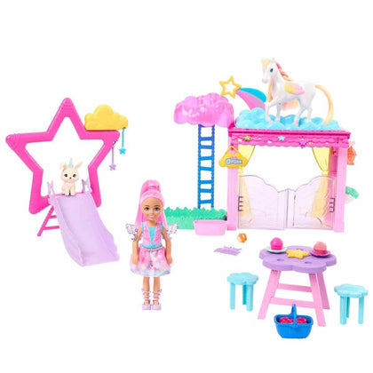 Barbie A Touch of Magic Chelsea Small Doll & Pegasus Playset, Winged Horse Toys with Stable, Pet Bunny & Accessories