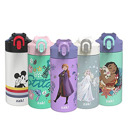 zak! Disney Frozen 2 Anna - Stainless Steel Vacuum Insulated Water Bottle - 14 oz - Durable & Leak Proof - Flip-Up Straw Spout & Built-In Carrying Loop - BPA Free