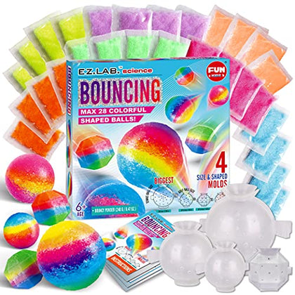 Big Bouncy Ball Kit, FunKidz Kids DIY Ultimate Magic Bouncy Ball Making Kit Science Craft Projects Birthday Party Activity for Boys Girls Ages 6-12 Includes Tennis Size Ball Model