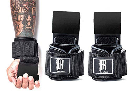 Weight Lifting Hooks Heavy Duty Lifting Wrist Straps for Pull ups Deadlift Straps for Power Lifting Lifting Grips with Padded Workout Straps for Weightlifting Ideal Gym Gloves for men and women