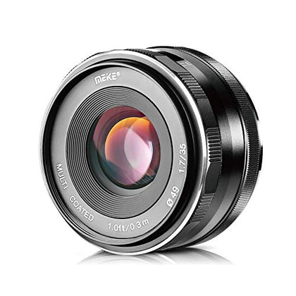 Meike 35mm F1.7 Large Aperture Manual Focus Prime Fixed Lens APS-C Compatible with Sony E-Mount Mirrorless Cameras NEX 3 3N NEX 5R NEX 6 7 A6600 A6400 A5000 A5100 A6000 A6100 A6300 A6500 A3000