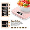 Mik-Nana Food Scale Pink, 10kg/22lb Digital Kitchen Scale Weight Grams and Oz for Baking and Cooking, 1g/0.1oz Precise Graduation, Easy Clean Stainless Steel