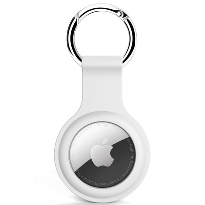 Compatible with Apple AirTag Case with Air Tag Keychain, Soft Silicone AirTag Holder AirTags Key Ring Cases Tags Chain AirTag GPS Item Finders Accessories - White