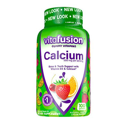 vitafusion Chewable Calcium Gummy Vitamins for Bone and Teeth Support, Fruit and Cream Flavored, Americas Number 1 Gummy Vitamin Brand, 50 Day Supply, 100 Count