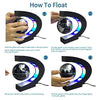 3 Inch Floating Globe C Shape Magnetic Levitation Globe Maglev Globes World Map with LED Light for Teaching Home Office Desk Decoration (Black)