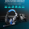 Donerton Gaming Headset, Over-Ear Gaming Headphones with Noise Canceling Mic, Stereo Bass Surround Sound, LED Light, Soft Memory Earmuffs PS4 Gaming Headset Compatible with PC, Laptop,Tablet