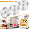 P&P CHEF 4 Inch Cake Pan Set of 3, Small Stainless Steel Round Baking Layer Pans Bakeware for Mini Cake Pizza Bread, Non Toxic & Healthy, Leakproof & Easy Clean, Mirror Finish & Easy Releasing