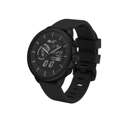Fossil Men's or Women's Gen 6 Wellness Edition 44mm Silicone Hybrid Smart Watch, Color: Black (Model: FTW7080)