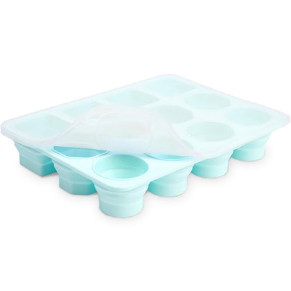 Baby Food Storage Containers, Silicone Baby Food Freezer Storage Tray with Lid, Silicone Freezer Molds Container for Baby Bullet Breast Milk Popsicle Teether Fruit Purees Feeder Teething Relief - Blue