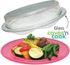 Cuchina Safe 2-in-1 Cover n Cook Vented Glass Microwave Plate Cover and Baking Dish; Easy to Grip for Baking and Serving