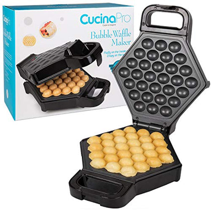 Bubble Waffle Maker - Electric Non stick Hong Kong Egg Waffler Iron Griddle w/Ready Indicator Light - Ready in under 5 Minutes- Free Recipe Guide Included, Make Delicious Waffle Ice Cream Cones, Gift