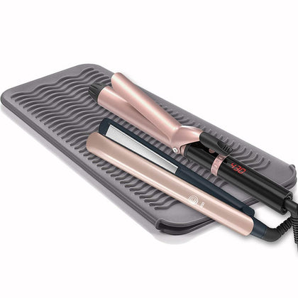 Ryke Kukkri SmellRose Hair Iron Mat & Pouch, Professional Heat Resistant Mat for Flat Iron and Curling Iron, Portable Travel Silicone Hair Straightener Mat and Cover for Hair Styling Tools
