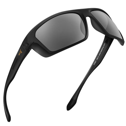 KastKing Huzzah Polarized Sport Sunglasses for Men and Women, Matte Blackout Frame, Smoke Lens