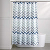 Amazon Basics Water Resistent Fabric Shower Curtain with Grommets and Hooks, Machine Washable, Blue Ombre Chevron, 72''x72''