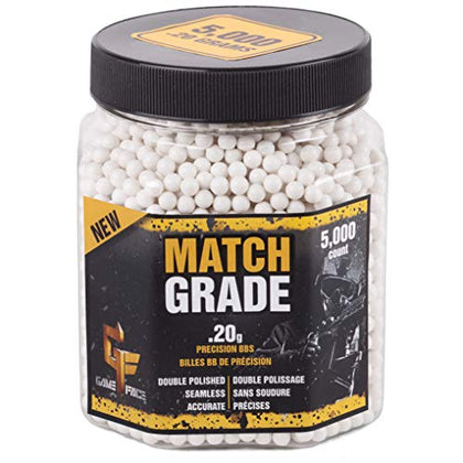 Game Face 20GPW5J 6mm Match Grade .20-Gram 6mm White Airsoft BBs (5000-Count)
