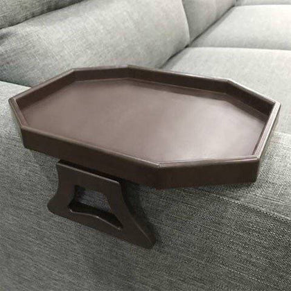 Xchouxer Sofa Arm Clip Table, Armrest Tray Table, Drinks/Remote Control/Snacks Holder, 9 in x 12.3 in x 4.5 in  (Cherry Brown)