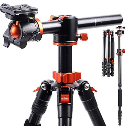 K&F Concept 67 inch Camera Tripod Horizontal Aluminum Tripods Portable Monopod with 360 Degree Ball Head Quick Release Plate for DSLR Cameras T255A4+BH-28L (TM2515T1)
