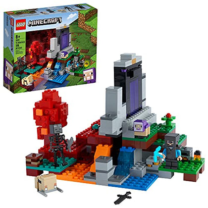 LEGO Minecraft The Ruined Portal Building Toy 21172 with Steve and Wither Skeleton Figures, Gift Idea for 8 Plus Year Old Kids, Boys & Girls