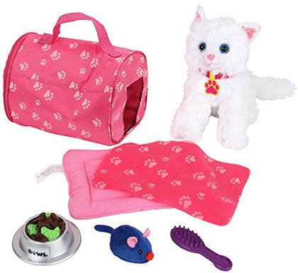 Click N' Play Toy Kitten Set for Kids - Play Cat Set, Bed Carrier - 4 Year Old Girl Birthday Gifts, Little Girl Toys, Multicolor