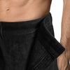 Turkish Cotton Terry Velour Adjustable Body Wrap Towel for Men (Black, One Size)