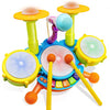 Drum Set for Kids with 2 Drum Sticks and Microphone, Musical Toys Gift for Toddlers