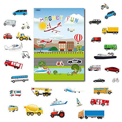 Magnetic Portable Playboard Cars Planes Boats Airport Country Farm Vehicles (39 Pcs)