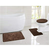 Bathroom Rug Set 3 Pieces Non-Slip Soft Bathroom Rug Rectangular Floor Mat, U-Shaped Toilet Mat, Elongated Toilet Lid Cover (Coffee)