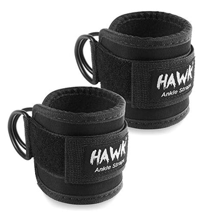 Hawk Sports Ankle Straps for Cable Machines for Enhanced Booty, Glute, Leg & Other Lower Body Workouts, Strong and Portable Glute Kickback Ankle Strap (Pair) for Safely Weightlifting an Extra 220 lbs.