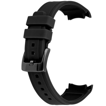 YISIWERA 18mm 20mm 22mm Premium Crafter Silicone Universal Curved Ends Rubber Watch Band Strap Bracelet Brushed Stainless Steel Pin Buckle For Men Women (22mm, Black&Black Buckle)