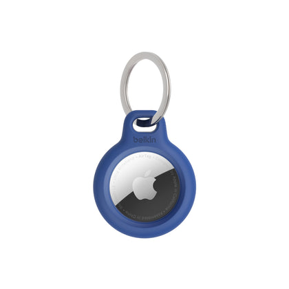 Belkin Apple AirTag Secure Holder with Key Ring - Durable Scratch Resistant Case With Open Face & Raised Edges - Protective AirTag Keychain Accessory For Keys, Pets, Luggage, Backpacks - Blue