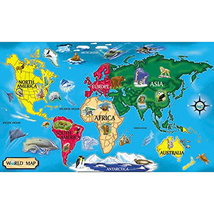 Melissa & Doug World Map Jumbo Jigsaw Floor Puzzle (33 pcs, 2 x 3 feet)