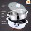 4-IN-1 Multifunction Electric Cooker Skillet Grill Pot Wok Electric Hot Pot for Noodles Cook Rice Fried Stew Soup Steamed Fish Boiled Egg Small Non-stick (2.3L, with Lid and Steamer)